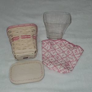 Longaberger 2004 White Wash Horizon of Hope Basket with Lid, Liner & Protector